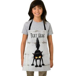 Funny Fierce Black Cat Cartoon  Apron