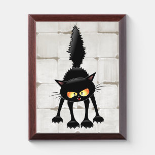 Funny Fierce Black Cat Cartoon  Award Plaque