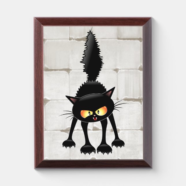 Funny Fierce Black Cat Cartoon  Award Plaque (Vertical)