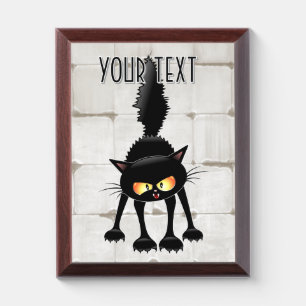 Funny Fierce Black Cat Cartoon  Award Plaque