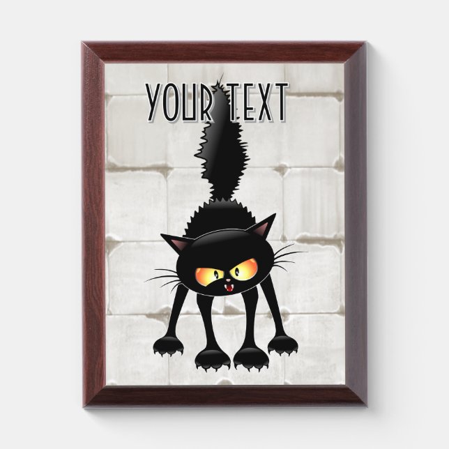Funny Fierce Black Cat Cartoon  Award Plaque (Vertical)