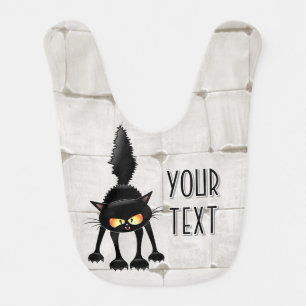 Funny Fierce Black Cat Cartoon Baby Bib