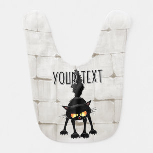 Funny Fierce Black Cat Cartoon Baby Bib