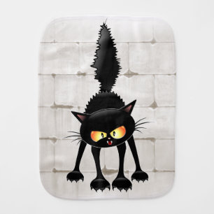 Funny Fierce Black Cat Cartoon  Baby Burp Cloth