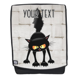 Funny Fierce Black Cat Cartoon Backpack