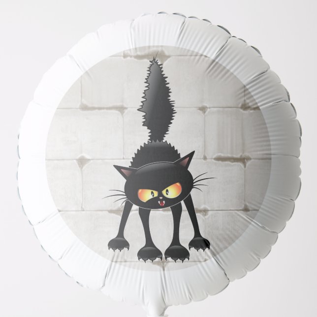 Funny Fierce Black Cat Cartoon  Balloon (Front)