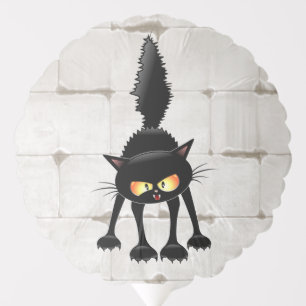 Funny Fierce Black Cat Cartoon Balloon