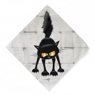 Funny Fierce Black Cat Cartoon  Bandana