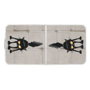 Funny Fierce Black Cat Cartoon  Beer Pong Table