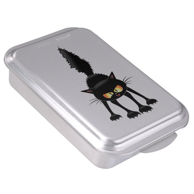 Funny Fierce Black Cat Cartoon  Cake Pan (Side)