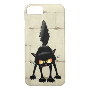 Funny Fierce Black Cat Cartoon  iPhone 8/7 Case