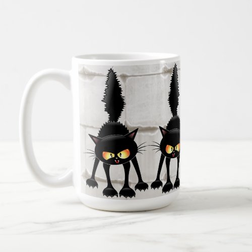 Funny Fierce Black Cat Cartoon  Coffee Mug