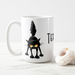 Funny Fierce Black Cat Cartoon Coffee Mug