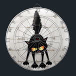 Funny Fierce Black Cat Cartoon  Dart Board<br><div class="desc">Funny Fierce Black Cat Cartoon Character looking menacing. Original Vector Art Design © BluedarkArt TheChameleonArt.</div>