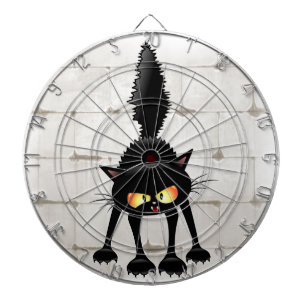 Funny Fierce Black Cat Cartoon Dart Board