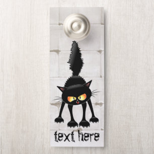 Funny Fierce Black Cat Cartoon Door Hanger