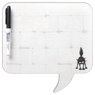 Funny Fierce Black Cat Cartoon Dry Erase Board