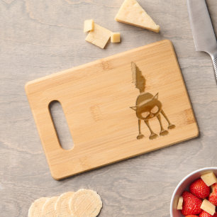 Funny Fierce Black Cat Cartoon  Engraved Cutting Board