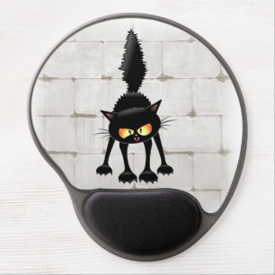 Funny Fierce Black Cat Cartoon  Gel Mouse Pad