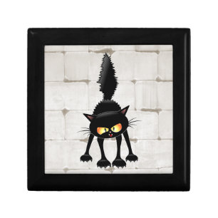 Funny Fierce Black Cat Cartoon Gift Box