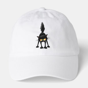 Funny Fierce Black Cat Cartoon Hat
