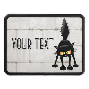 Funny Fierce Black Cat Cartoon  Hitch Cover