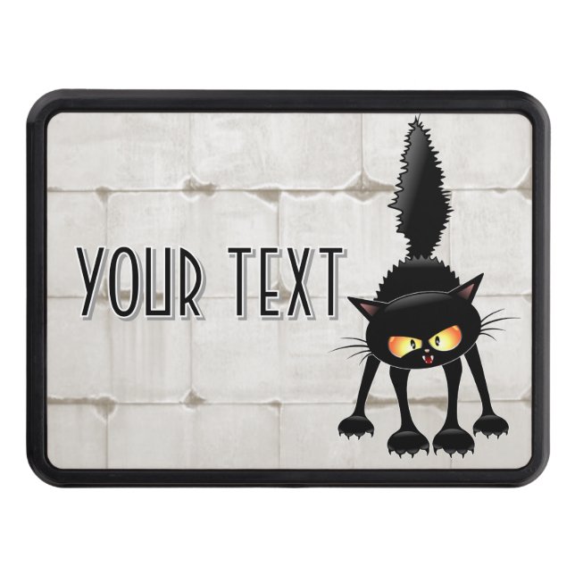 Funny Fierce Black Cat Cartoon  Hitch Cover (Front)