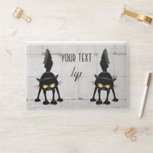 Funny Fierce Black Cat Cartoon HP Laptop Skin