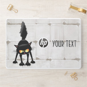 Funny Fierce Black Cat Cartoon HP Laptop Skin