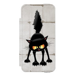 Funny Fierce Black Cat Cartoon  iPhone SE/5/5s Wallet Case