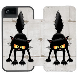 Funny Fierce Black Cat Cartoon  iPhone SE/5/5s Wallet Case