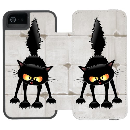 Funny Fierce Black Cat Cartoon  iPhone SE55s Wallet Case