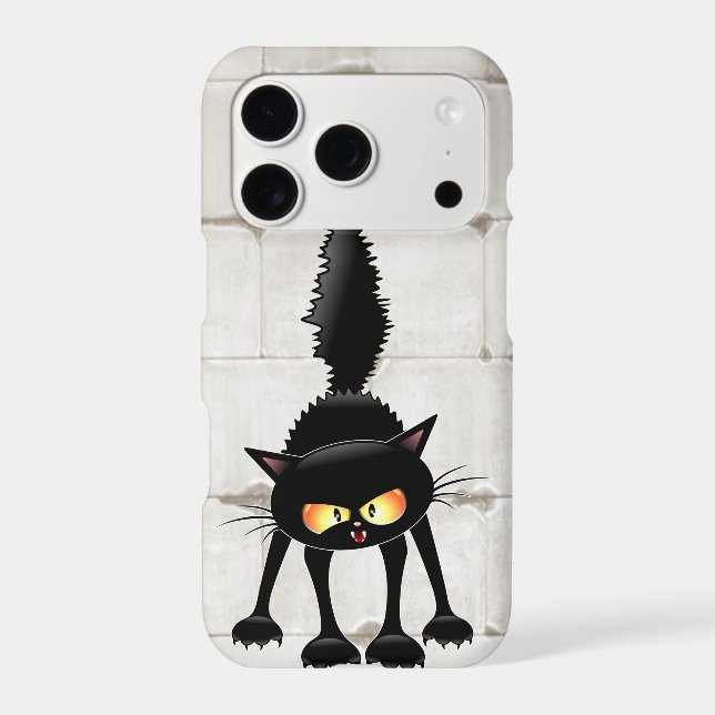 Funny Fierce Black Cat Cartoon  Iphone Case (Back)