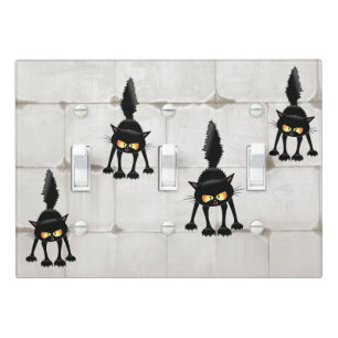 Funny Fierce Black Cat Cartoon  Light Switch Cover