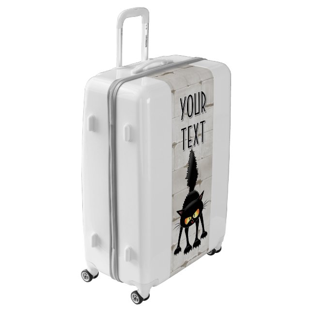 Funny Fierce Black Cat Cartoon Luggage | Zazzle