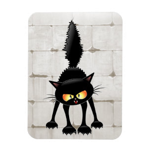 Funny Fierce Black Cat Cartoon Magnet