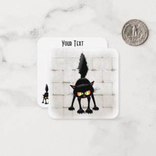 Funny Fierce Black Cat Cartoon Note Card