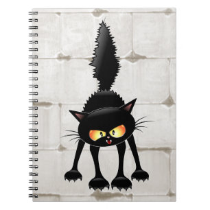 Funny Fierce Black Cat Cartoon  Notebook
