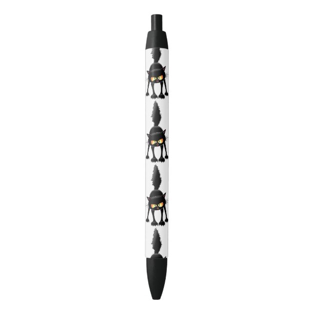 Funny Fierce Black Cat Cartoon  Pen (Front Vertical)
