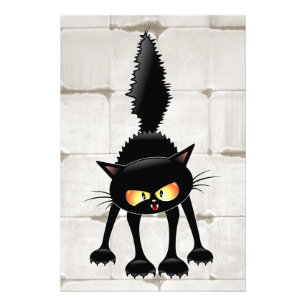 Funny Fierce Black Cat Cartoon Photo Print