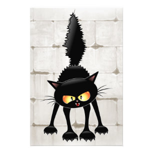 Funny Fierce Black Cat Cartoon Photo Print