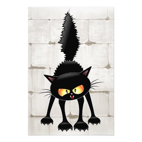 Funny Fierce Black Cat Cartoon  Photo Print