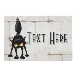 Funny Fierce Black Cat Cartoon  Placemat