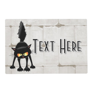 Funny Fierce Black Cat Cartoon  Placemat