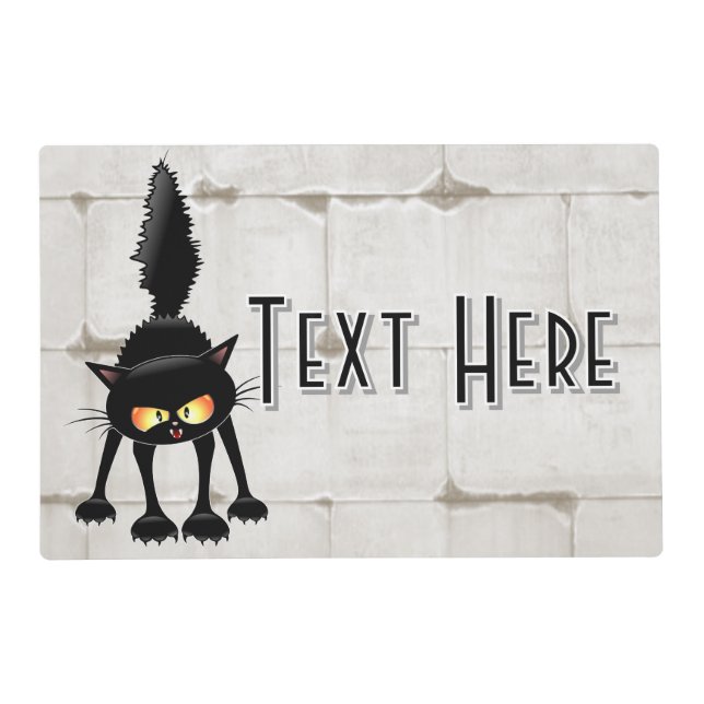 Funny Fierce Black Cat Cartoon  Placemat (Front)