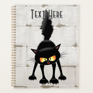Funny Fierce Black Cat Cartoon  Planner
