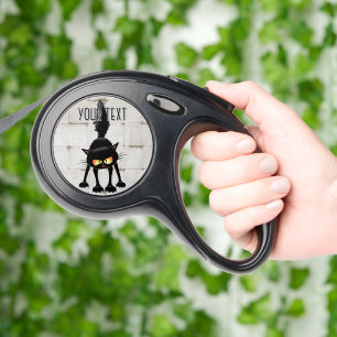 Funny Fierce Black Cat Cartoon  Retractable Pet Leash