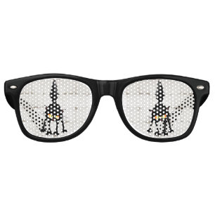 Funny Fierce Black Cat Cartoon Retro Sunglasses