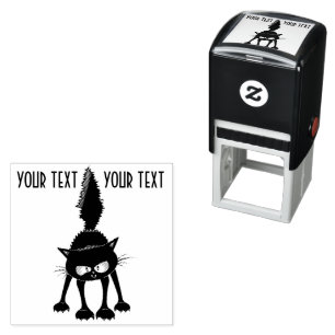 Funny Fierce Black Cat Cartoon Self-inking Stamp