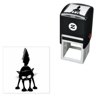 Funny Fierce Black Cat Cartoon Self-inking Stamp